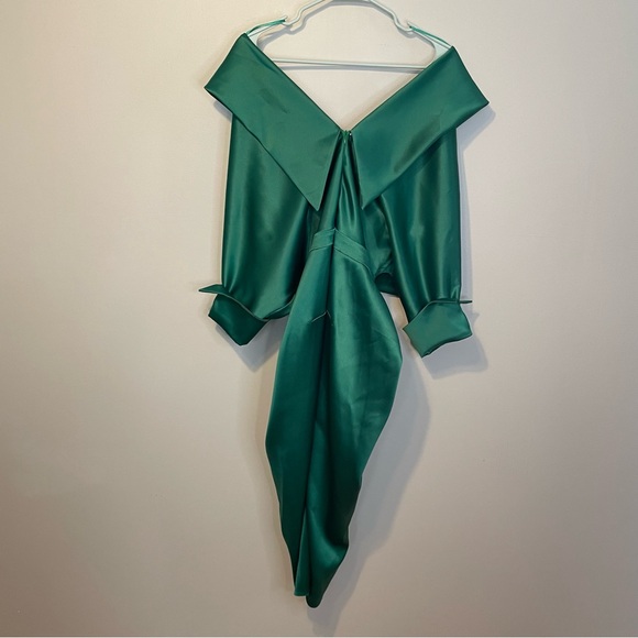 Acob A Porter Draped Midi Dress Emerald Wolf & Badger - Picture 9 of 11